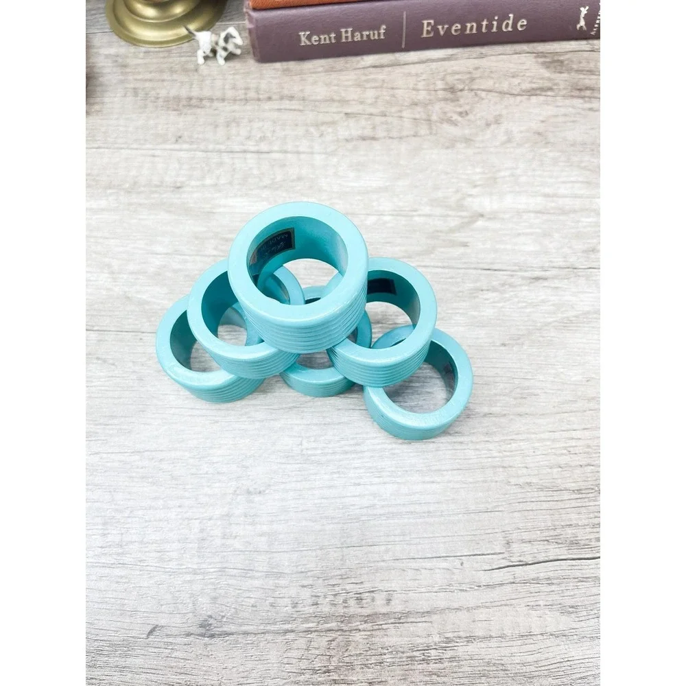 Vintage Blue Napkin Rings‎ - Retro Set of 6